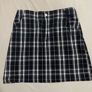plaid black and white mini skirt